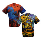 Men's Button-Up Shirt  Summer 100% Poly Supersaber Casual Dragon Print NWT