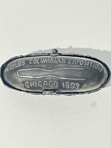 World's Columbian Exposition Souvenir Hair Pin Casket 1893 Silver Plated Trinket