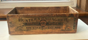 Hunter & Gallagher Spices Dovetail Old Wooden Box w Paper Label Pittsburgh 1880s