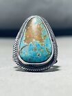 IMPRESSIVE VINTAGE NAVAJO ROYSTON TURQUOISE SIGNED STERLING SILVER RING