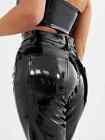 Women High Waist Patent Leather Pencil Pants Faux Latex Leggings PVC Trousers