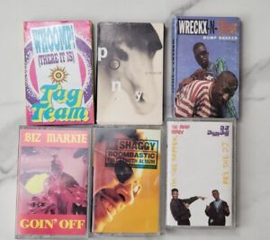 Hip Hop Cassette Tapes  3 Full 3 Singles Shaggy Genuine Biz Wreckx Tag Lot of 6