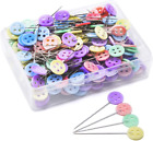 200 Pieces Flat Button Head Pins Boxed for Sewing DIY Projects (Assorted Colors)