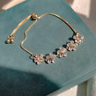 Fashion Gold Zircon Five Flower Bracelet Adjustable Bangle Women Jewelry Gift US