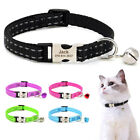 Personalized Cat Adjustable Collar Engraved Name Metal Buckle & Bell Reflective
