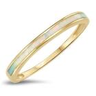 10k Solid Yellow Gold White Opal Inlay Band Ring 6