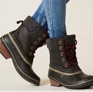 Sorel Woman’s Slimpack Lace II Leather Boot Black NL2348-010 Snow Waterproof 8.5