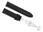 24MM SMOOTH LEATHER WATCH STRAP BAND DEPLOYMENT FOR SONY SMART WATCH 2 II BLACK