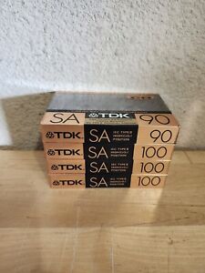 LOT 4 VINTAGE NEW TDK SA 90 & 100 TYPE II HIGH RESOLUTION CASSETTE TAPES SEALED