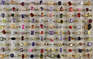 Lady Jewelry Wholesale Mixed Lots 32pcs Charm Cubic Zirconia Gold/Silver P Rings