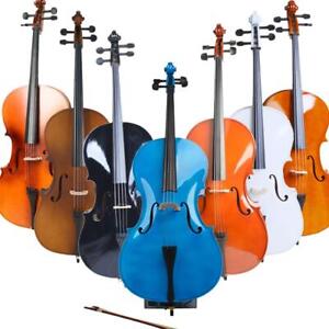 Full-Size Cello, Beginner Cello 4/4, Acoustic Cello Kit with Portable Bag Adults