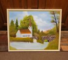 New ListingFramed Oil on Canvas Painting SWANS CHRUCH BY THE LAKE' by RAY LYTLE- Signed