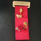Vintage The Delta Kappa Gamma Society International Red Ribbon with 4 Pins