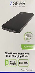 Zgear Slim Power Bank 10,000 mAh with DUAL Charging Ports