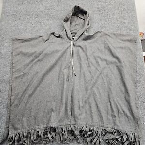 Harve Denard by Benard Holtzman Hooded Pancho Womens 44M Grey Fringed Cape Cloak