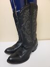 Vintage Stetson Men Black Leather Cowboy  Boots 12-020-7302-0227 US Size 7.5 D