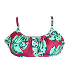 Beach Betty Womens Ruched Bikini Top Large Pink Green Tropical Fronds Leaves