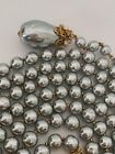 Sign Miriam Haskell Huge Pear Shape Silver Pearl Rhinestone Necklace Jewelry