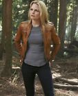 Jennifer Morrison Once Upon A Time Emma Swan Distressed Brown Leather Jacket