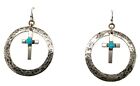 Vintage Navajo Kevin Randall Sterling Silver Cross Dreamcatch Turquoise Earrings