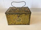 Patterson's Seal Cut Plug Tobacco Tin With Handle Woven Design Lunchbox