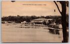 Lake Okoboji Iowa~Arnolds Park from Lake~Roof Garden~1930s B&W Postcard