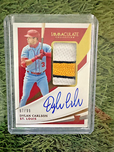 New Listing2021 Immaculate DYLAN CARLSON On Card Auto/3-Color Logo Patch RC /99 Cardinals