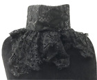 Antique Victorian Needle Venise Lace High Collar Choker Black Mourning Funeral