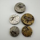 Lot Of 5 Antique Pocket Watch Movements Elgin & Waltham - As Is