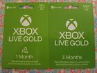 Microsoft Xbox Live 4 Month's Gold Membership Cards - Physical Cards Lot