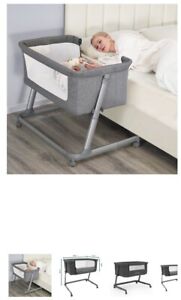 Pamo Babe Baby Bassinet Bedside Sleeper for Baby Portable Crib Adjustable Grey