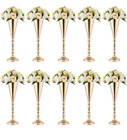 Gold Vase Centerpiece Table Decorations - 10 Pcs Metal Tabletop Flower Stand, We