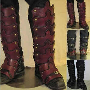 Larp Leather Leg Armor Gothic Greaves Half Chaps Gaiter Medieval Viking Knight