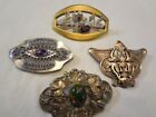 Fabulous Lot Of 4 Antique Victorian Sash Pins With Stones