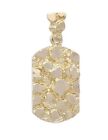 14k Yellow Gold Solid Dog Tag Nugget Charm Pendant 1.35
