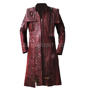 Guardians of the Galaxy Vol.2 Star Lord Chris Pratt Maroon Leather Trench Coat