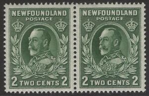 NEWFOUNDLAND 186 1932 2c GREEN KING GEORGE V DIE I FIRST RESOURCES VF PAIR MPH