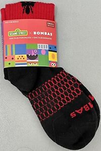 Bombas Sesame Street Elmo Socks 1 Pair Black Red Unisex Size Small