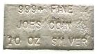 New Listing10 Oz Silver Bar Joes Coin Vintage Poured .999 *2744