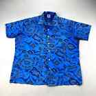 Vintage Kennington Hawaiian Shirt Adult Large Blue Island Beach Art Button 90s