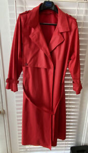Vintage Red London Fog Maincoat Trench Coat Size 18 Reg *Missing Lining*