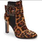 Karl Lagerfeld Vania Calf Hair Rhinestone Boots Animal Print High Heel Leopard