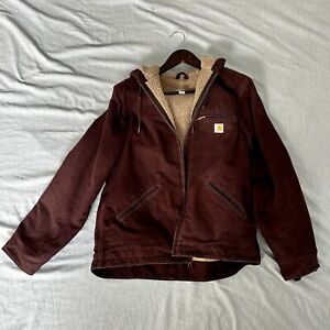 Carhartt Small Sherpa Lined Womens Detroit Style Jacket, Purple/Deep Wine