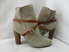ANN TAYLOR LOFT Beige Suede Leather High Heel Ankle Boots Womens Size 7 M
