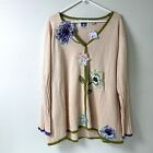 Storybook Knits Cardigan Sweater Size 2X Cream Sequin Floral Poppy Fancy NWT