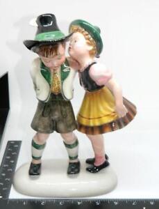 Vintage Large Keramos Royal Belvedere Dakon Porcelain Girl Kissing Boy Figurine