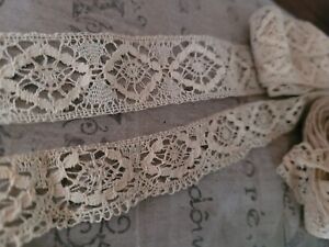 2 Matching  Antique Torchon French Lace Trim Edging Insertion Lot 3 Yards