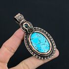 Glamorous Turquoise Gemstone Handmade Copper Wire Wrap Pendant Jewelry For Her