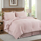 Pink Reversible 8 Piece Bed in a Bag Comforter Set with Sheets Queen King Twin