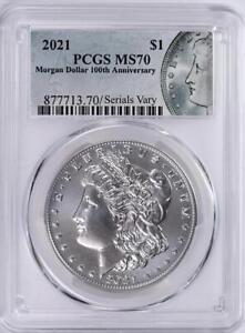2021 $1 Morgan Dollar 100th Anniversary PCGS MS70 Silver Dollar Label